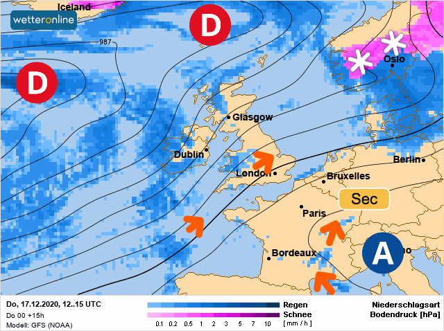 Carte de prévisions d'europe du Jeudi 17 décembre 2020