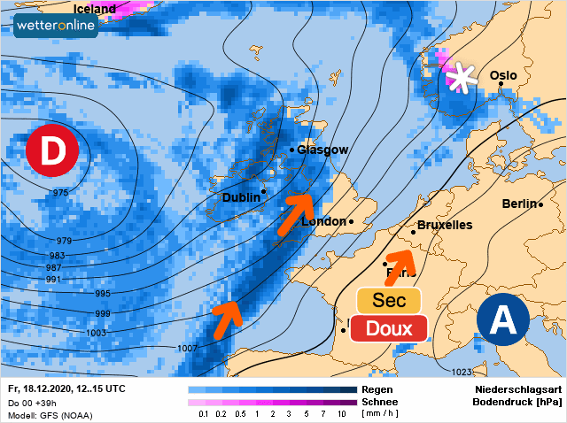 Carte de prévisions d'europe du Vendredi 18 décembre 2020