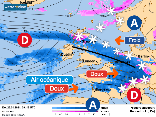 Carte de prévisions d'europe du Jeudi 28 janvier 2021