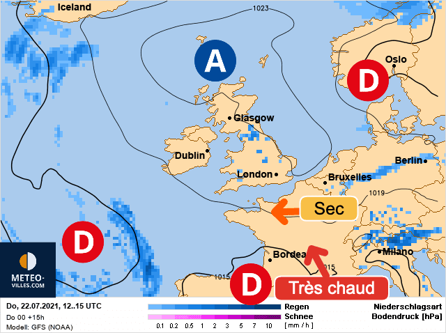 Carte de prévisions d'europe du Jeudi 22 juillet 2021