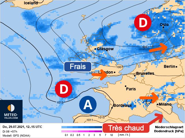 Carte de prévisions d'europe du Jeudi 29 juillet 2021