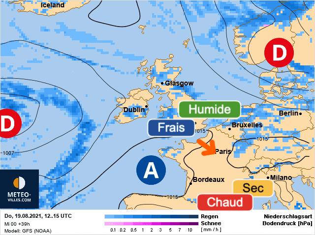 Carte de prévisions d'europe du Jeudi 19 août 2021