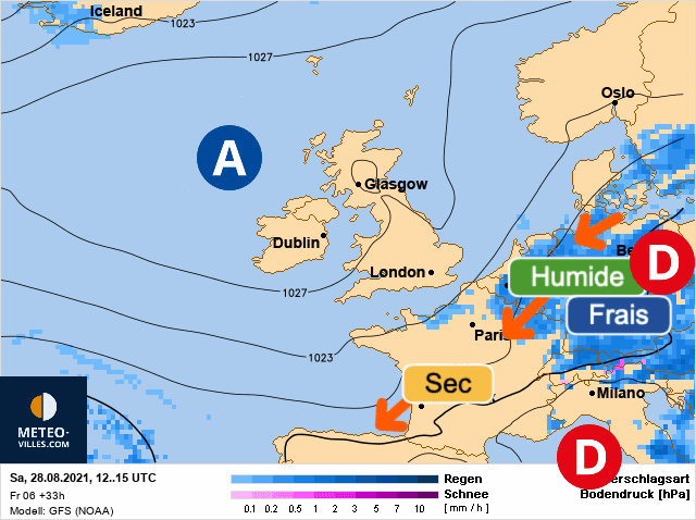 Carte de prévisions d'europe du Samedi 28 août 2021