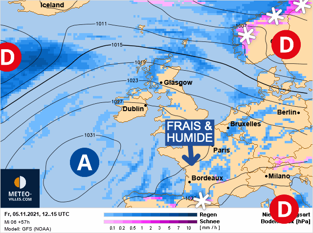 Carte de prévisions d'europe du Vendredi 5 novembre 2021