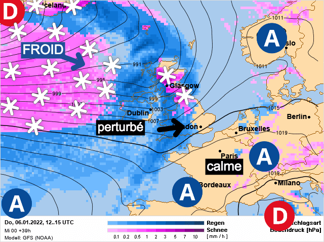 Carte de prévisions d'europe du Jeudi 6 janvier 2022