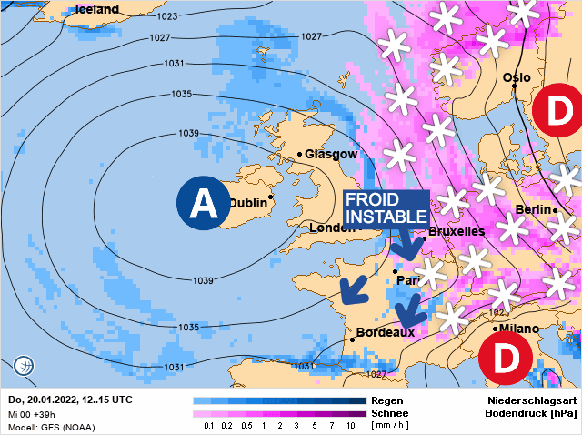 Carte de prévisions d'europe du Jeudi 20 janvier 2022