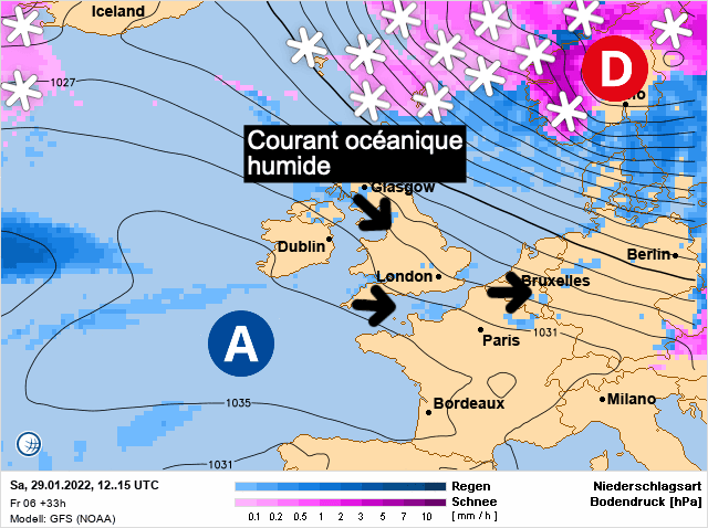 Carte de prévisions d'europe du Samedi 29 janvier 2022
