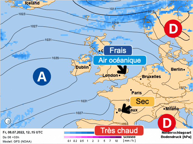 Carte de prévisions d'europe du Vendredi 8 juillet 2022