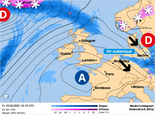 Carte de prévisions d'europe du Vendredi 3 février 2023