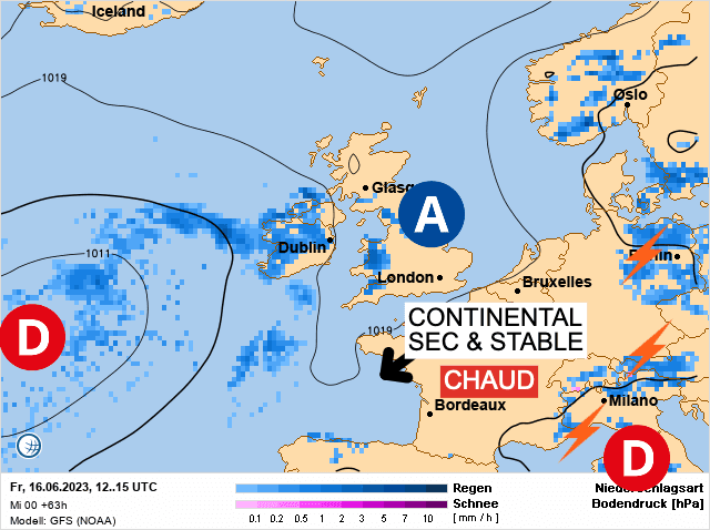 Carte de prévisions d'europe du Vendredi 16 juin 2023