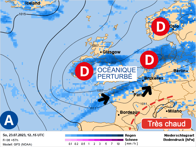 Carte de prévisions d'europe du Dimanche 23 juillet 2023