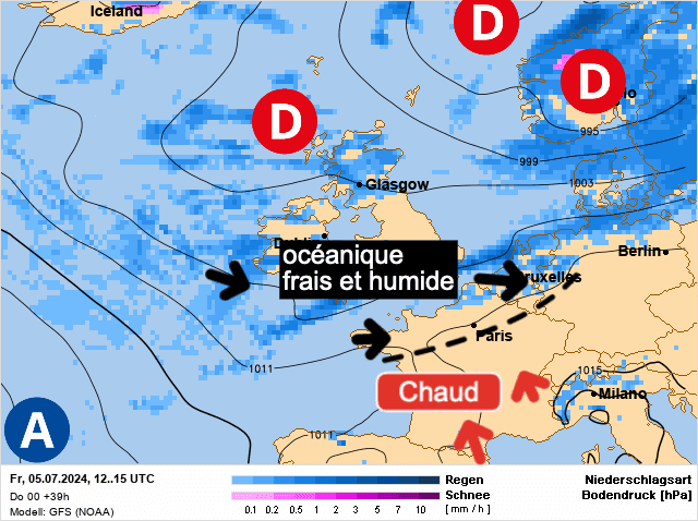 Carte de prévisions d'europe du Vendredi 5 juillet 2024