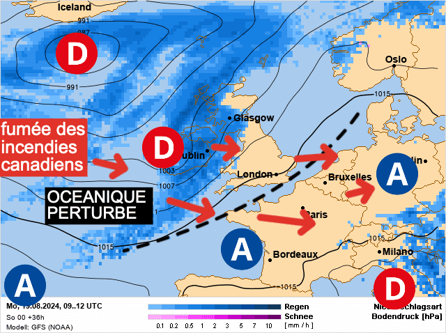 Carte de prévisions d'europe du Lundi 19 août 2024
