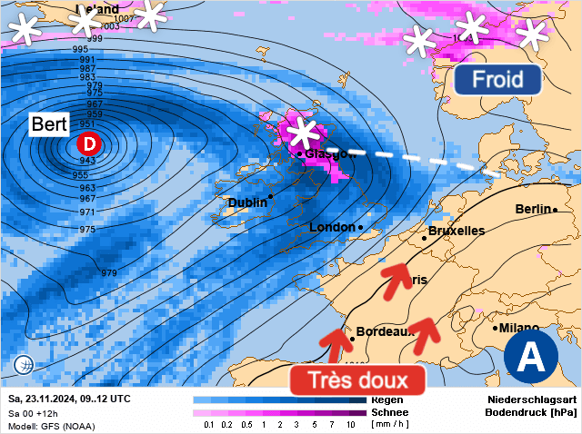 Carte de prévisions d'europe du Samedi 23 novembre 2024