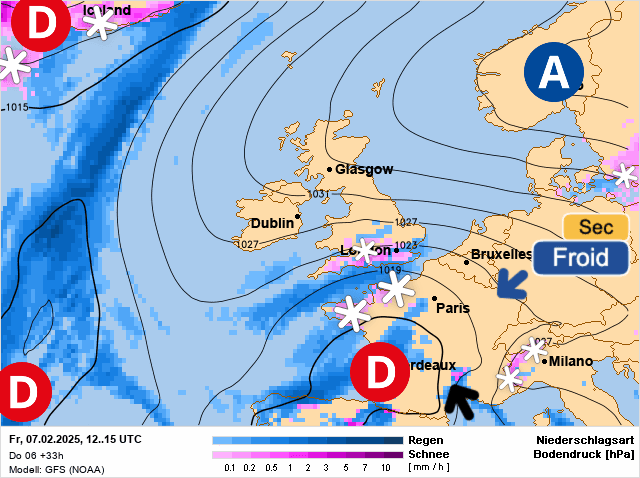 Carte de prévisions d'europe du Vendredi 7 février 2025