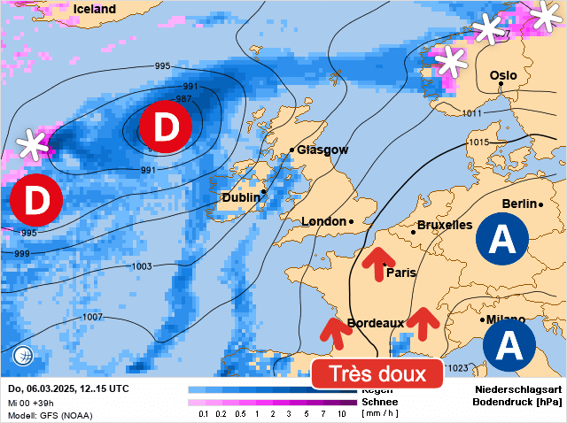 Carte de prévisions d'europe du Jeudi 6 mars 2025