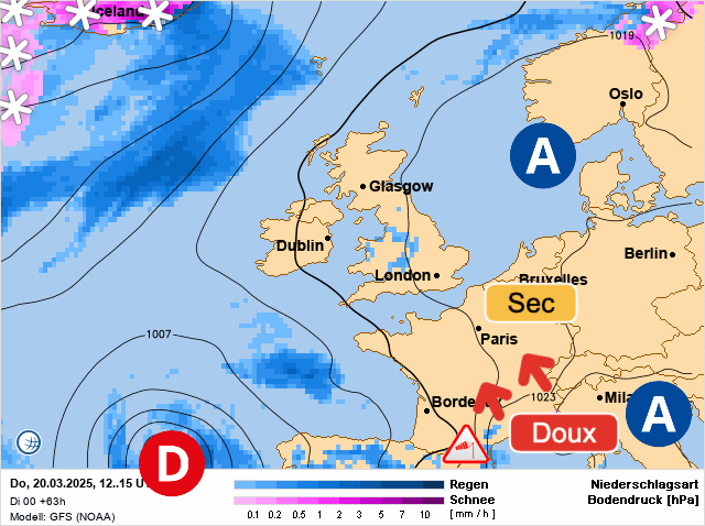 Carte de prévisions d'europe du Jeudi 20 mars 2025