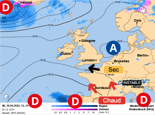 Carte de prévisions d'europe du Mercredi 30 avril 2025