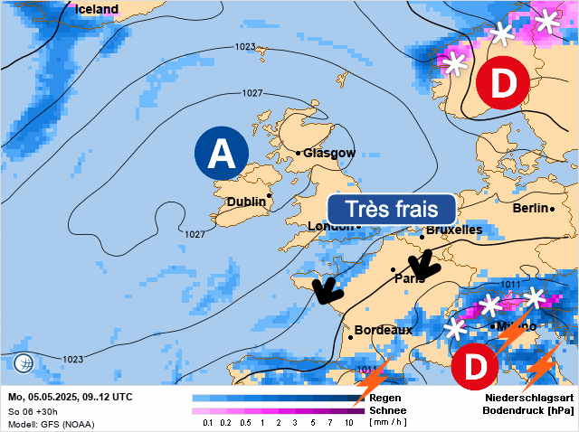 Carte de prévisions d'europe du Lundi 5 mai 2025