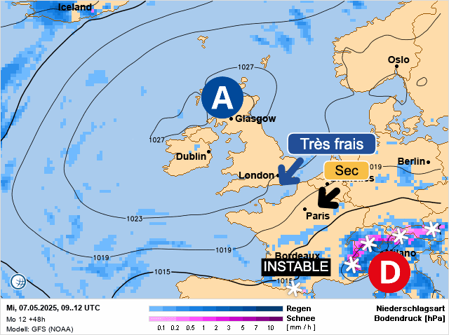 Carte de prévisions d'europe du Mercredi 7 mai 2025
