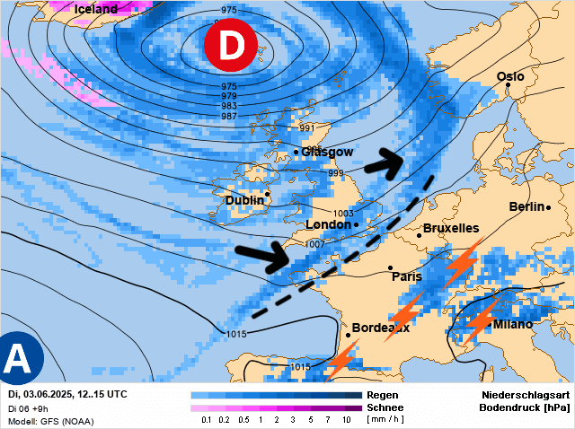 Carte de prévisions d'europe du Mardi 3 juin 2025