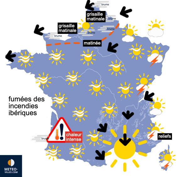 Carte de prévisions du temps du Samedi 16 août 2025