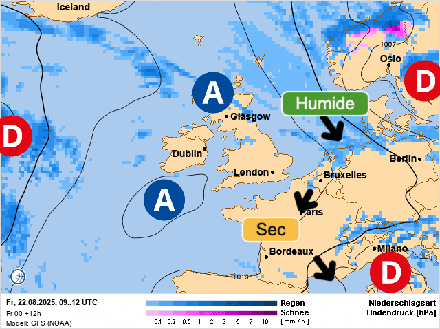 Carte de prévisions d'europe du Vendredi 22 août 2025