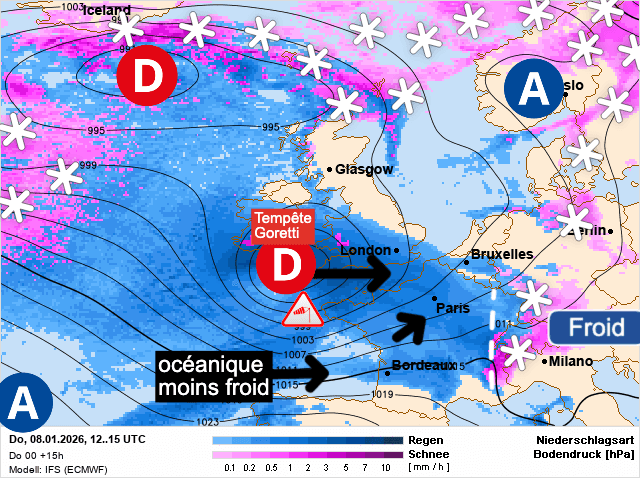Carte de prévisions d'europe du Jeudi 8 janvier 2026