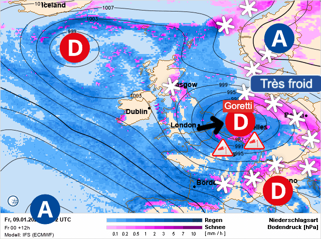 Carte de prévisions d'europe du Vendredi 9 janvier 2026