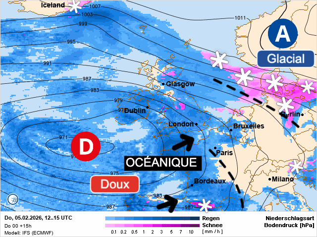 Carte de prévisions d'europe du Jeudi 5 février 2026