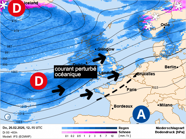 Carte de prévisions d'europe du Jeudi 26 février 2026