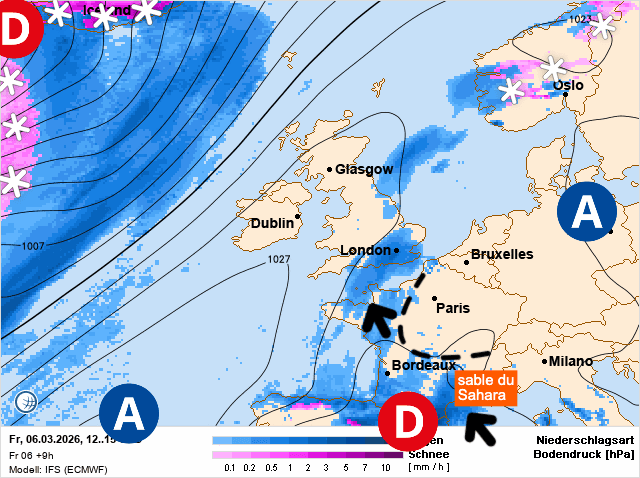 Carte de prévisions d'europe du Vendredi 6 mars 2026