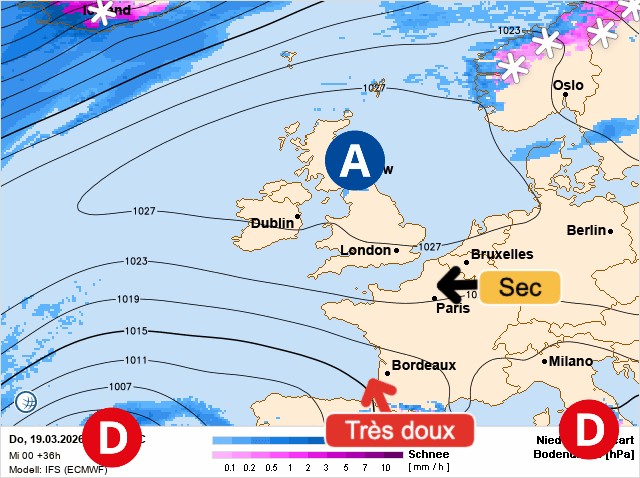 Carte de prévisions d'europe du Jeudi 19 mars 2026