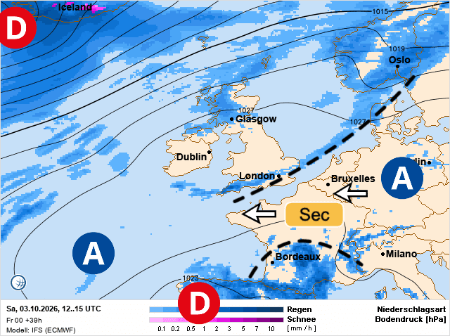Carte de prévisions d'europe du Samedi 3 octobre 2026