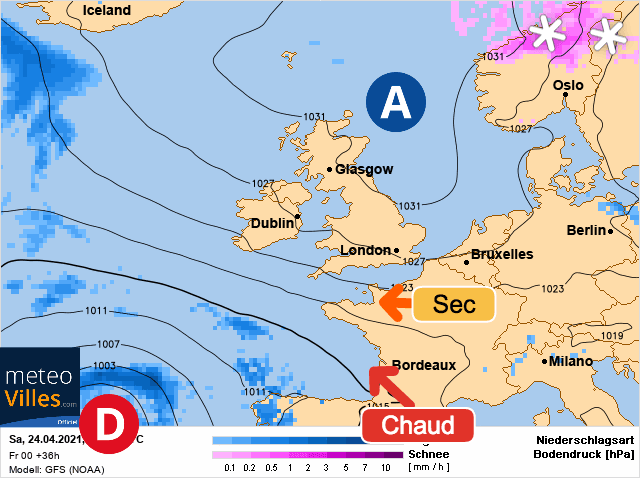 Carte de prévisions d'europe du Samedi 24 avril 2021