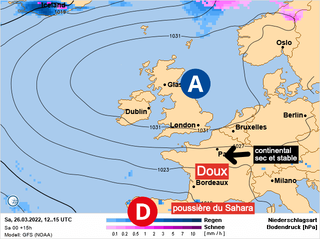 Carte de prévisions d'europe du Samedi 26 mars 2022