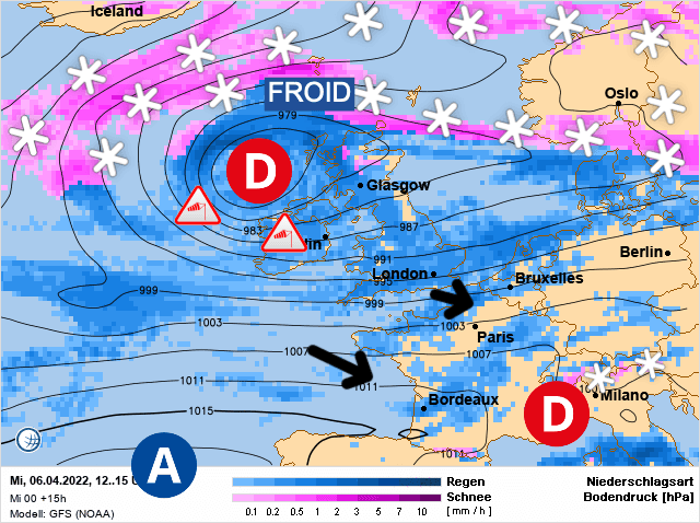 Carte de prévisions d'europe du Mercredi 6 avril 2022