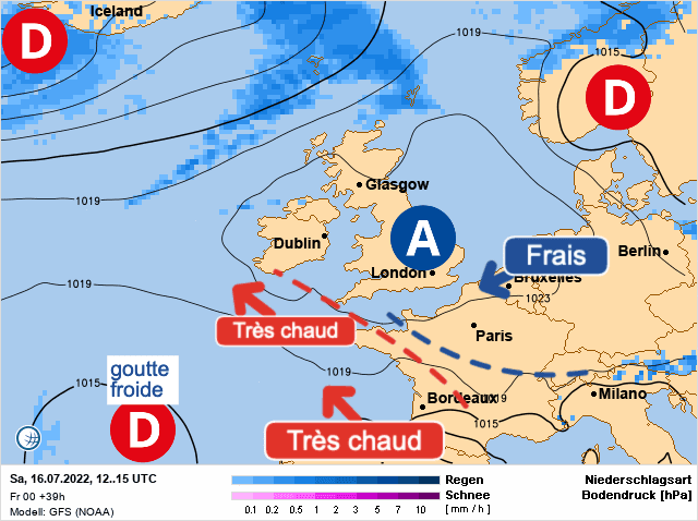 Carte de prévisions d'europe du Samedi 16 juillet 2022
