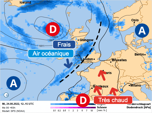 Carte de prévisions d'europe du Mercredi 24 août 2022