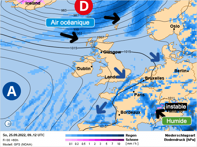 Carte de prévisions d'europe du Dimanche 25 septembre 2022
