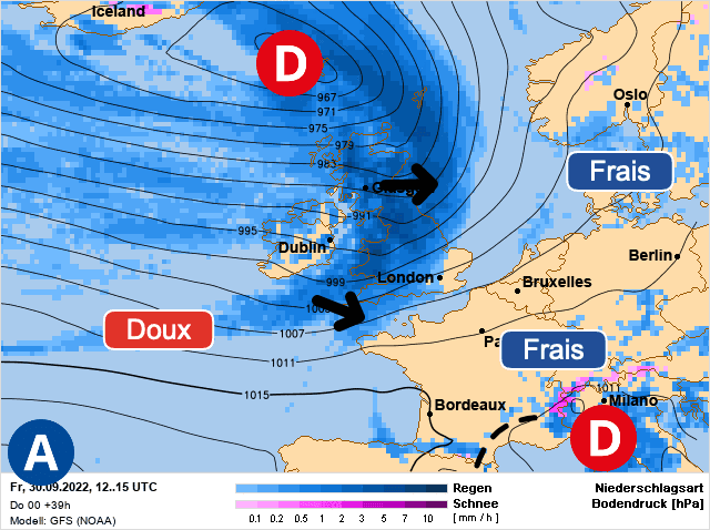 Carte de prévisions d'europe du Vendredi 30 septembre 2022