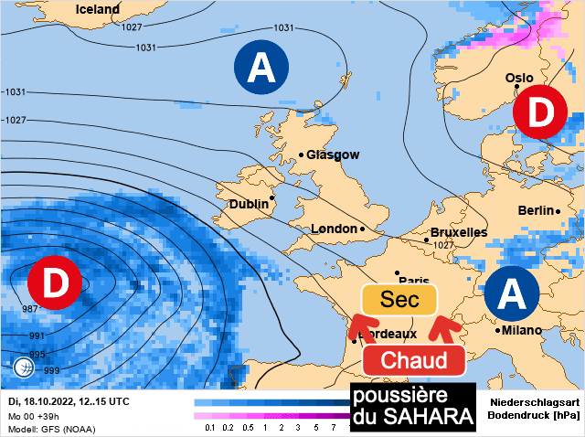 Carte de prévisions d'europe du Mardi 18 octobre 2022