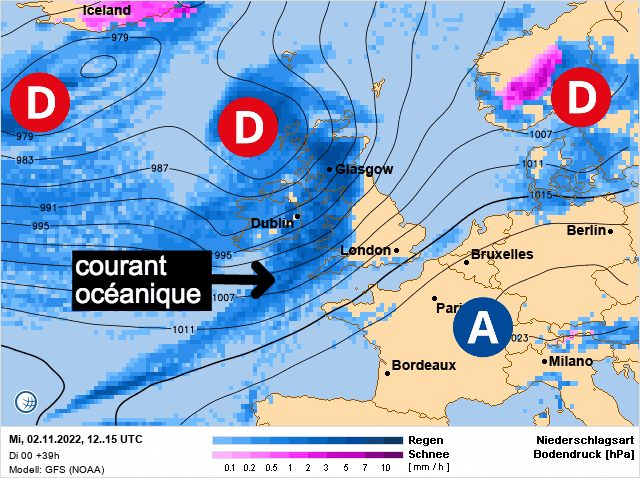 Carte de prévisions d'europe du Mercredi 2 novembre 2022