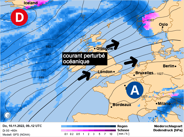 Carte de prévisions d'europe du Jeudi 10 novembre 2022