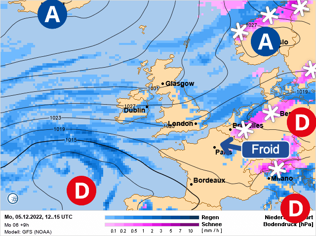 Carte de prévisions d'europe du Lundi 5 décembre 2022