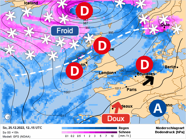 Carte de prévisions d'europe du Dimanche 25 décembre 2022