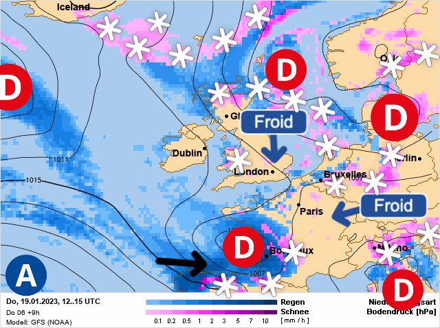 Carte de prévisions d'europe du Jeudi 19 janvier 2023