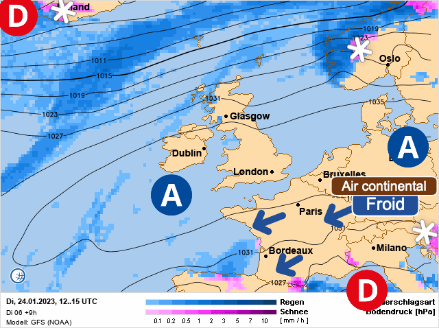 Carte de prévisions d'europe du Mardi 24 janvier 2023