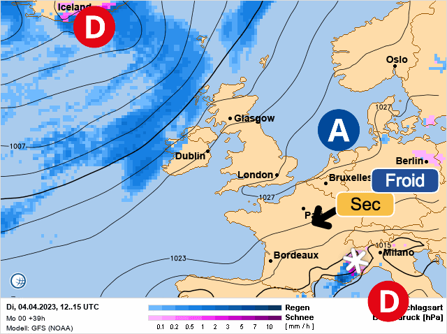 Carte de prévisions d'europe du Mardi 4 avril 2023