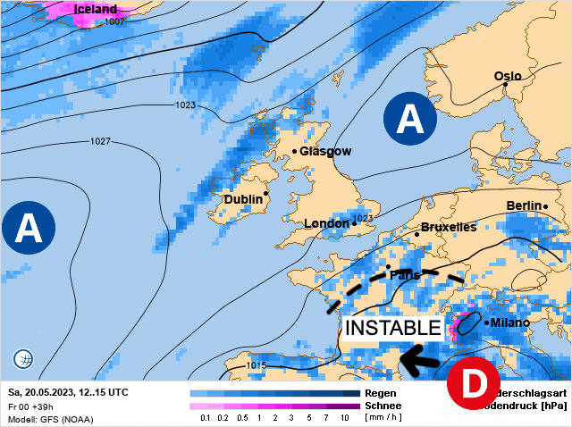 Carte de prévisions d'europe du Samedi 20 mai 2023
